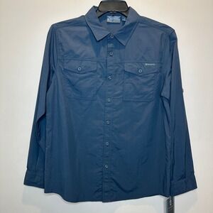 NWT Free Country Rip-Stop Expedition Long Sleeve Button Up Shirt Mens Small Navy